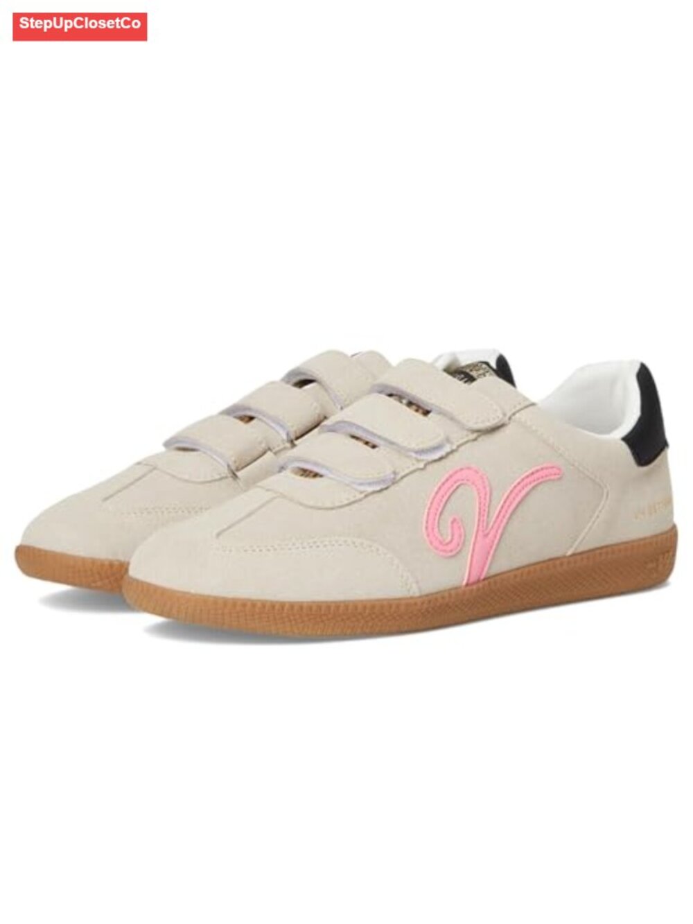 Faux Leather Low Top Sneakers with Hook-and-Loop Straps